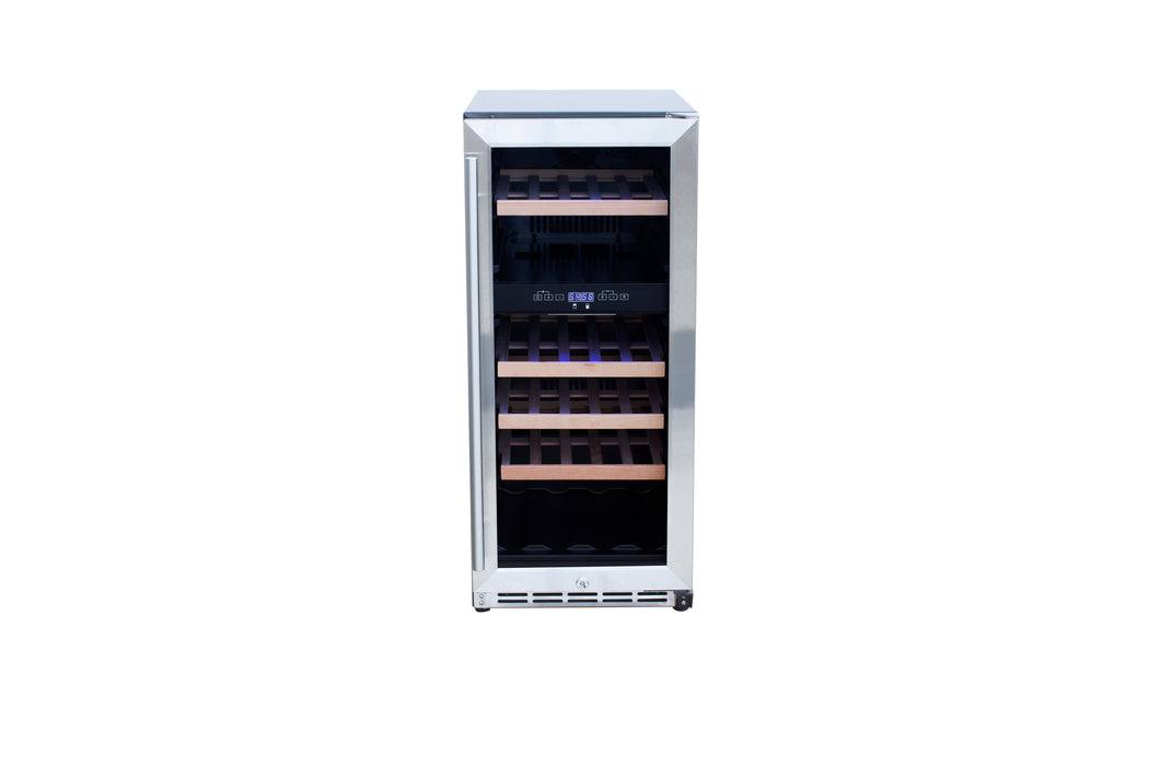 TrueFlame 15" 3.2 Cu. Ft. Outdoor Rated Single Zone Wine Cooler - TF-RFR-15W
