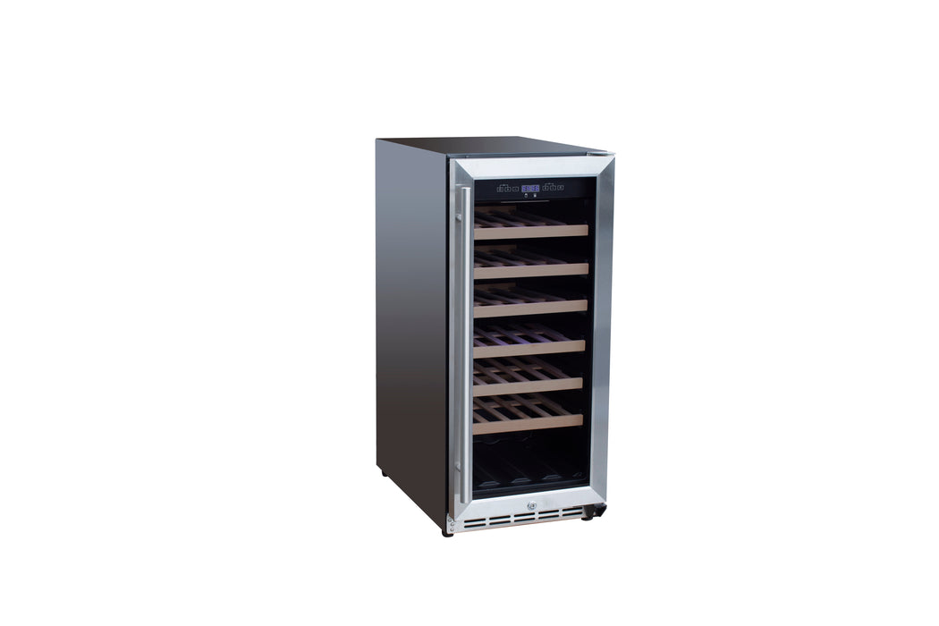 TrueFlame 15" 3.2 Cu. Ft. Outdoor Rated Dual Zone Wine Cooler - TF-RFR-15WD