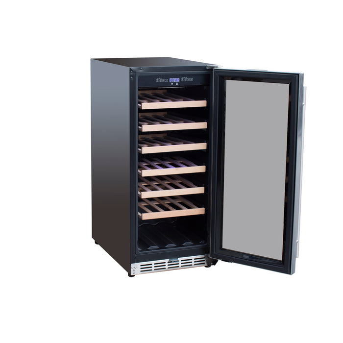 TrueFlame 15" 3.2 Cu. Ft. Outdoor Rated Single Zone Wine Cooler - TF-RFR-15W