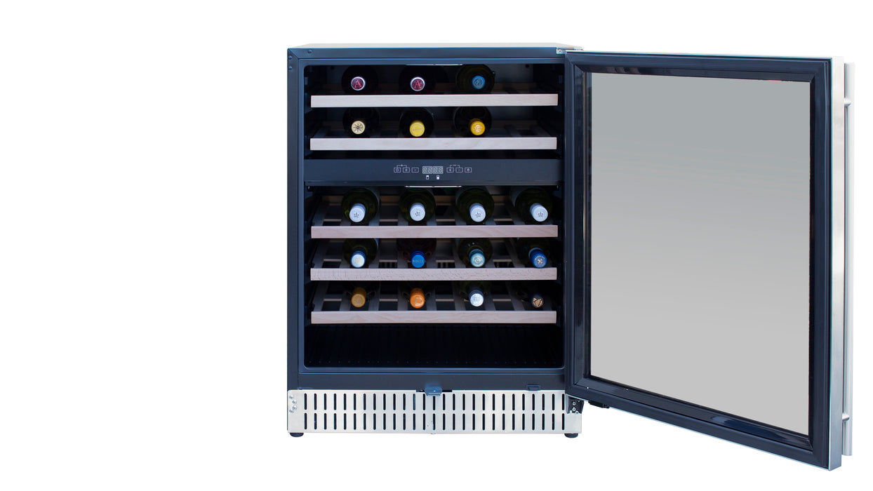TrueFlame 24" 5.3 Cu. Ft. Outdoor Rated Dual Zone Wine Cooler - TF-RFR-24WD
