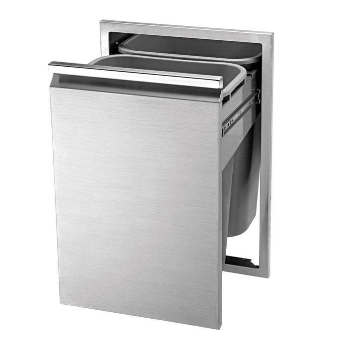 Twin Eagles 18-Inch Roll-Out Stainless Steel Double Trash Drawer / Recycling Bin - TETD182T-B