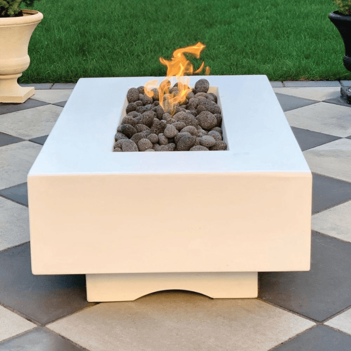 The Outdoor Plus 60" Rectangular Del Mar Fire Pit - GFRC Concrete - Natural Gray - Spark Ignition with Flame Sense - Natural Gas - OPT-DEL6028FSEN-NGY-NG