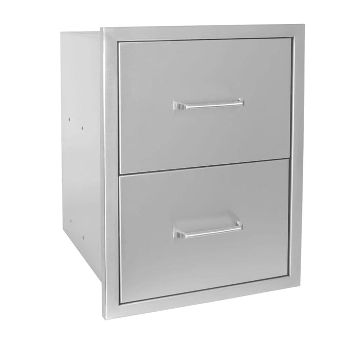 Wildfire 16" x 22" Black 304 Stainless Steel Double Drawer - WF-DDW1622-BSS