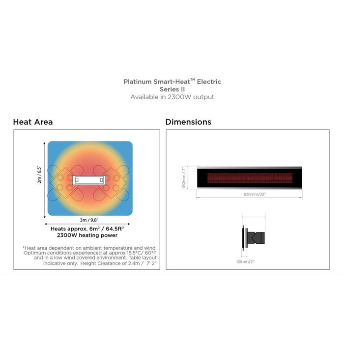 Bromic Heating Platinum Smart-Heat Series II 33-Inch 2300W 7,900 BTU 240V Electric Patio Heater - White - BH0320007 - Stono Outdoor Living Co