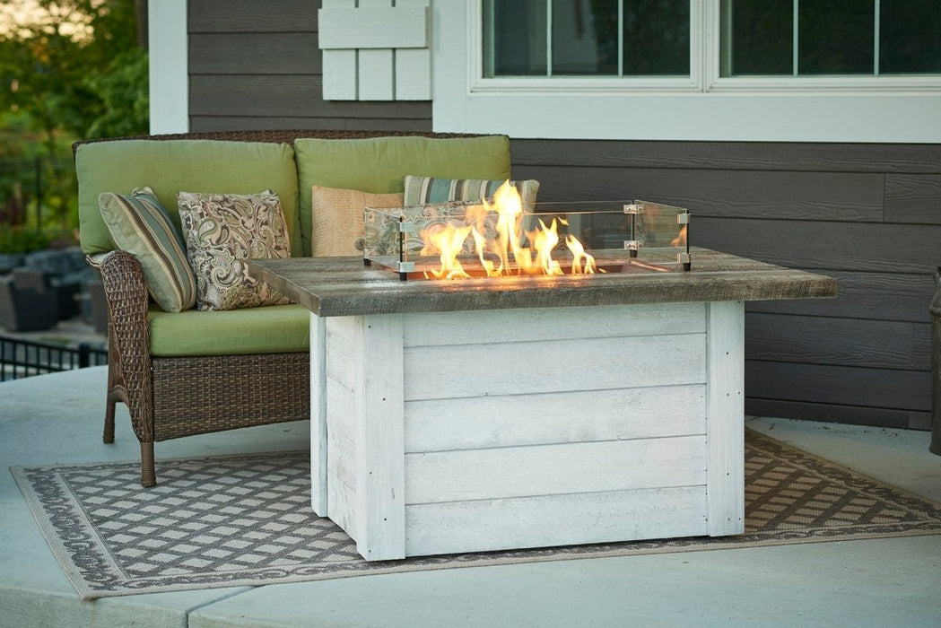 Outdoor Greatroom Company Alcott 48-Inch Rectangular Propane Gas Fire Pit Table with 24-Inch Crystal Fire Burner - Antique Timber - ALC-1224 - Stono Outdoor Living Co