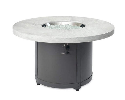 Outdoor Greatroom Company Beacon 48-Inch Round Propane Gas Fire Pit Table with 20-Inch Crystal Fire Burner - White Onyx - BC-20-WO - Stono Outdoor Living Co