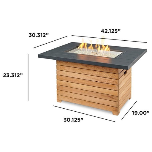 Outdoor Greatroom Company Darien 44-Inch Rectangular Propane Gas Fire Pit Table with Everblend Top and 24-Inch Crystal Fire Burner - DAR-1224-EBG-K - Stono Outdoor Living Co