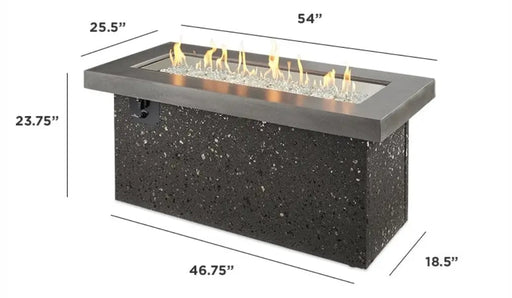 Outdoor Greatroom Company Key Largo 54-Inch Linear Propane Gas Fire Pit Table with 42-Inch Crystal Fire Burner - Midnight Mist - KL-1242-MM - Stono Outdoor Living Co