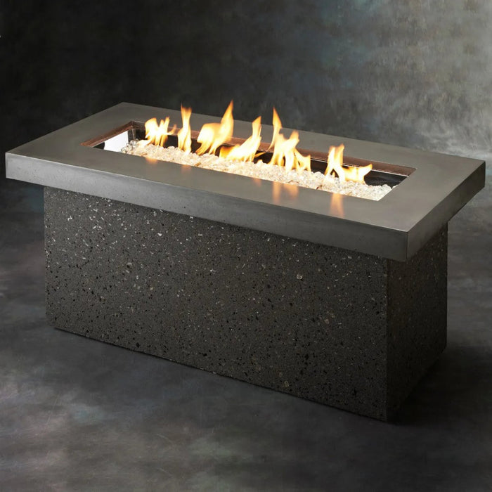 Outdoor Greatroom Company Key Largo 54-Inch Linear Propane Gas Fire Pit Table with 42-Inch Crystal Fire Burner - Midnight Mist - KL-1242-MM - Stono Outdoor Living Co
