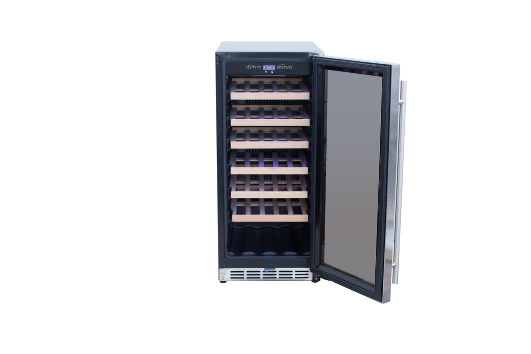 TrueFlame 15" 3.2 Cu. Ft. Outdoor Rated Single Zone Wine Cooler - TF-RFR-15W