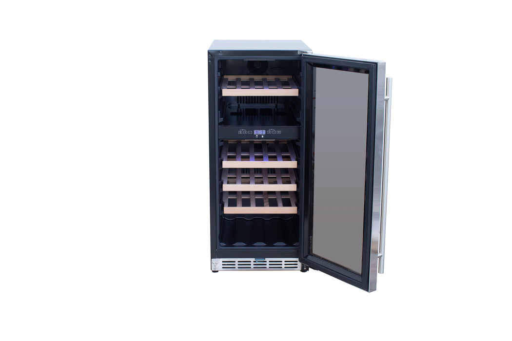 TrueFlame 15" 3.2 Cu. Ft. Outdoor Rated Single Zone Wine Cooler - TF-RFR-15W