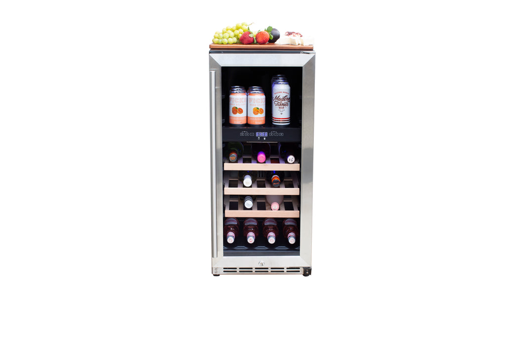 TrueFlame 15" 3.2 Cu. Ft. Outdoor Rated Single Zone Wine Cooler - TF-RFR-15W