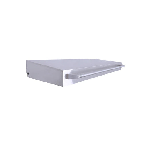 Stono Outdoor Living A wall-mounted stainless steel shelf with a front utensil bar and the Le Griddle OMLLID105 Lid for GFE105 + OML105/OML105C, shown against a white background.