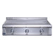 Stono Outdoor Living The Le Griddle Pro Series 105 (OML105P3) by Le Griddle features three burners, a 3mm flat cooking plate, interior lights, and raised back and side splashes—perfect for heavy-duty kitchen use.