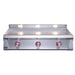 Stono Outdoor Living The Le Griddle Pro Series 105 by Le Griddle is a modern outdoor grill featuring three burners, a 3mm stainless steel plate, and interior lights—perfect for professional outdoor kitchens or commercial griddle setups. Model: OML105P3, natural gas.