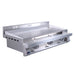 Stono Outdoor Living The Le Griddle Pro Series 105 OML105P3 by Le Griddle is a commercial 3-burner natural gas griddle with a 3mm plate, interior lights, three control knobs, raised backsplash, and side ventilation slots for heavy-duty professional cooking.