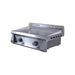 Stono Outdoor Living The Le Griddle Pro Series 75 (OML75P3) is a commercial stainless steel griddle with two burners, a 3mm flat cooking plate, interior lights, and raised sides and back for splash protection, shown on a plain white background.