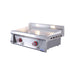 Stono Outdoor Living The Le Griddle Pro Series 75 (OML75P3) is a stainless steel, 2-burner natural gas griddle with 3mm plate, interior lights, red knobs, and a raised back splash—perfect for professional kitchens.