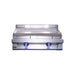 Stono Outdoor Living The Le Griddle Pro Series 75 (OML75P6) features 2 burners, natural gas, stainless steel build, blue knobs, flat 6mm plate, interior lights, and raised side/back panels—an ideal choice for busy kitchens.