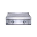 Stono Outdoor Living The Le Griddle Pro Series 75 (OML75P6) is a stainless steel outdoor griddle with two burners, interior lights, a 6mm flat plate, control knobs, and backsplash, shown on a white background.