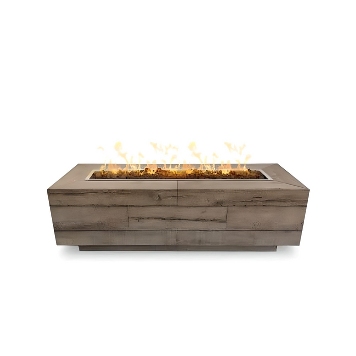 The Outdoor Plus Catalina 84" Oak Wood Grain Fire Pit, Ivory, Natural Gas - OPT-CTL84-OAK-NG