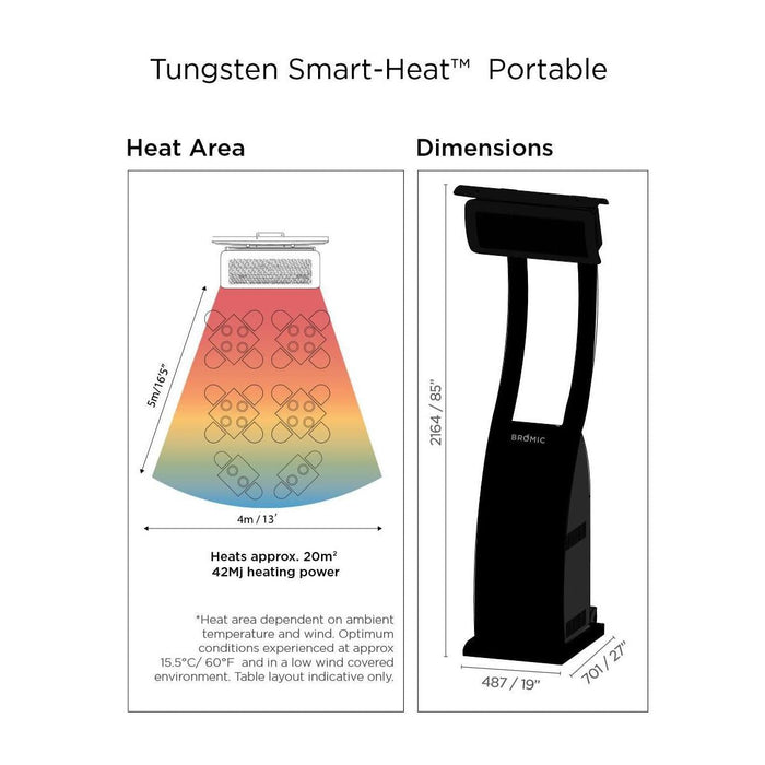Bromic Heating Tungsten Smart-Heat 38,500 BTU Natural Gas Freestanding Portable Patio Heater - BH0510005 - Stono Outdoor Living Co