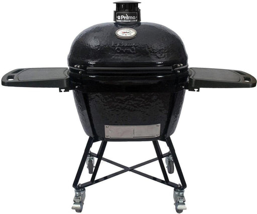 Primo All-In-One Oval Junior 200 Ceramic Kamado Grill With Cradle, Side Shelves And Stainless Steel Grates - PGCJRC - Stono Outdoor Living Co
