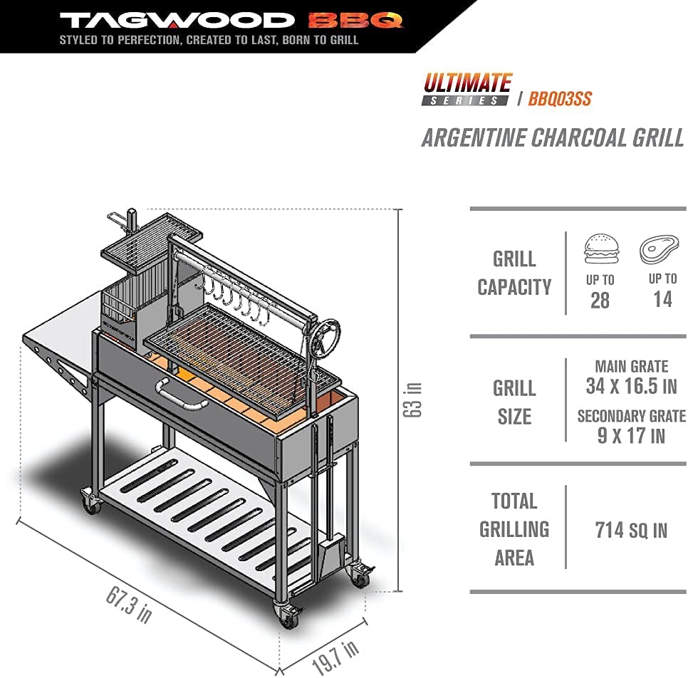 Tagwood BBQ Fully Assembled Argentine Santa Maria Wood Fire & Charcoal