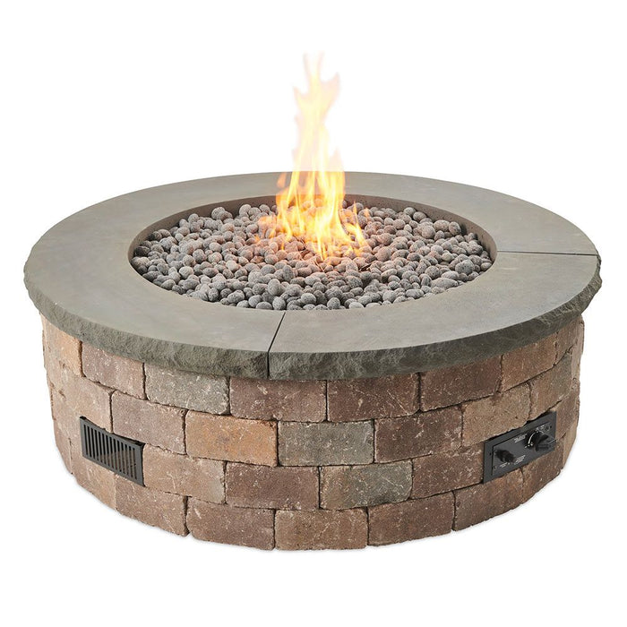 Outdoor Greatroom Company Bronson Block 52-Inch Round Propane Gas Fire Pit Kit with 42-Inch Crystal Fire Burner - BRON52-K - Stono Outdoor Living Co