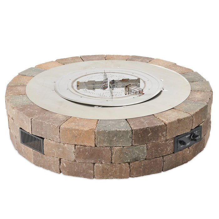 Outdoor Greatroom Company Bronson Block 52-Inch Round Propane Gas Fire Pit Kit with 42-Inch Crystal Fire Burner - BRON52-K - Stono Outdoor Living Co