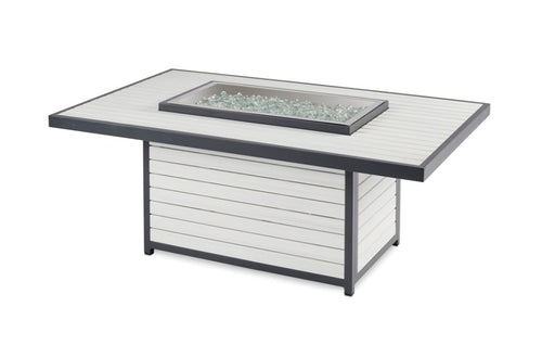 Outdoor Greatroom Company Brooks Rectangular Gas Fire Pit Table (White) - BRK-1224-19-W-K - Stono Outdoor Living Co