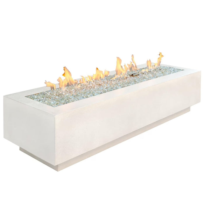Outdoor Greatroom Company Cove 72-Inch Linear Propane Gas Fire Pit Table with 64-Inch Crystal Fire Burner - White - CV-72WT - Stono Outdoor Living Co