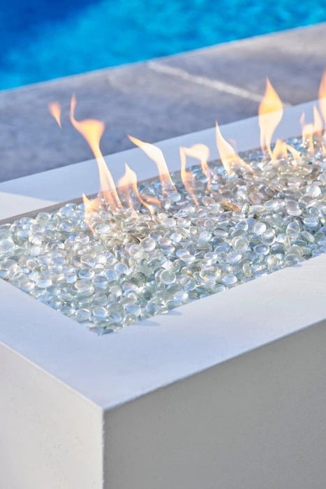 Outdoor Greatroom Company Cove 72-Inch Linear Propane Gas Fire Pit Table with 64-Inch Crystal Fire Burner - White - CV-72WT - Stono Outdoor Living Co