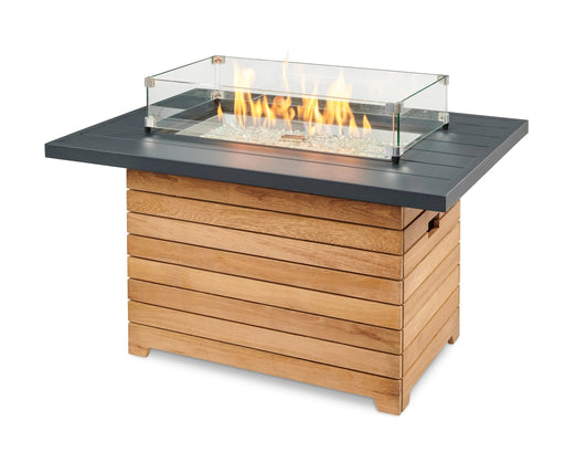 Outdoor Greatroom Company Darien 42-Inch Rectangular Propane Gas Fire Pit Table with Aluminum Top and 24-Inch Crystal Fire Burner - DAR-1224-K - Stono Outdoor Living Co