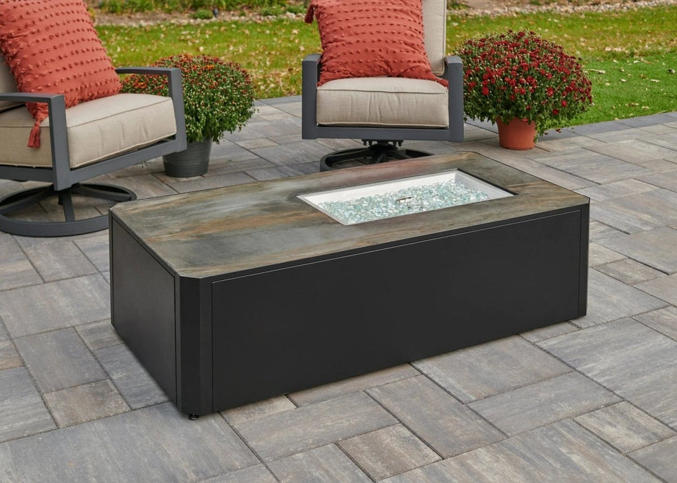 Outdoor Greatroom Company Kinney 55-Inch Rectangular Propane Gas Fire Pit Table with 24-Inch Crystal Fire Burner - KN-1224 - Stono Outdoor Living Co