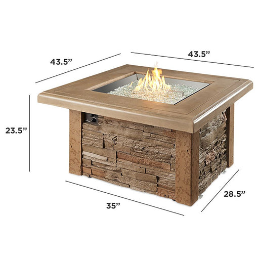 Outdoor Greatroom Company Sierra 43-Inch Square Propane Gas Fire Pit Table with 24-Inch Crystal Fire Burner - Mocha - SIERRA-2424-M-K - Stono Outdoor Living Co