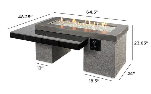 Outdoor Greatroom Company Uptown 64-Inch Linear Propane Gas Fire Pit Table with 42-Inch Crystal Fire Burner - Black - UPT-1242 - Stono Outdoor Living Co