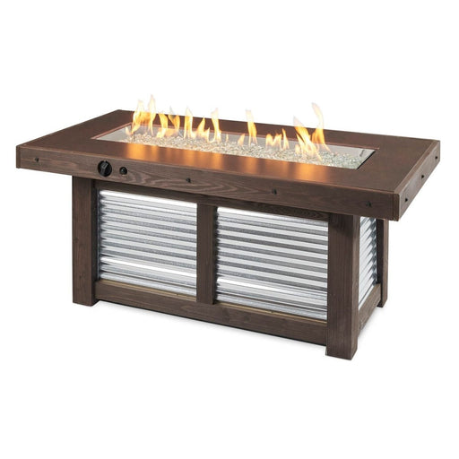 Outdoor Greatroom Company Uptown 64-Inch Linear Propane Gas Fire Pit Table with 42-Inch Crystal Fire Burner - Brown - DENBR-1242 - Stono Outdoor Living Co