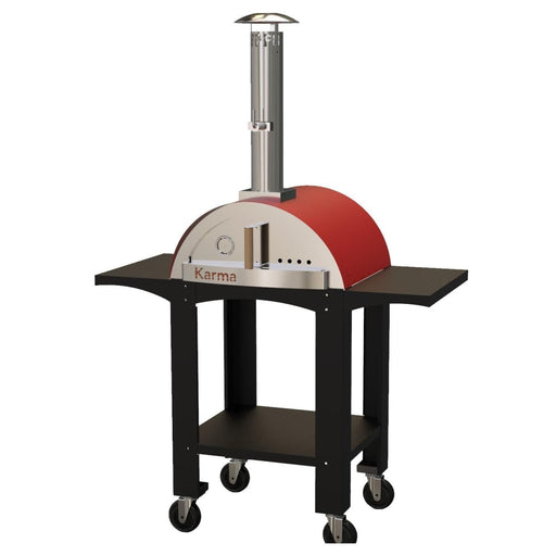 WPPO Karma 25-Inch Wood Fired Pizza Oven with Black Cart - Red - WKK-01S-WS-Red - Stono Outdoor Living Co